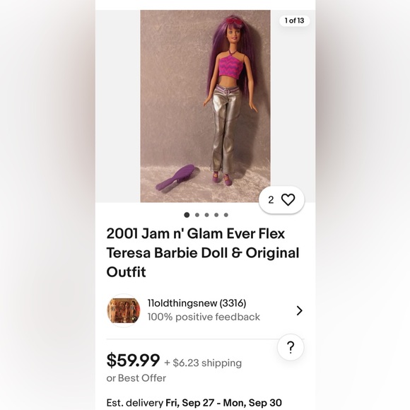 Barbie doll 2001 jam, and glam Teresa Doll ! Rock 'n' roll - Picture 7 of 7